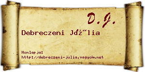 Debreczeni Júlia névjegykártya